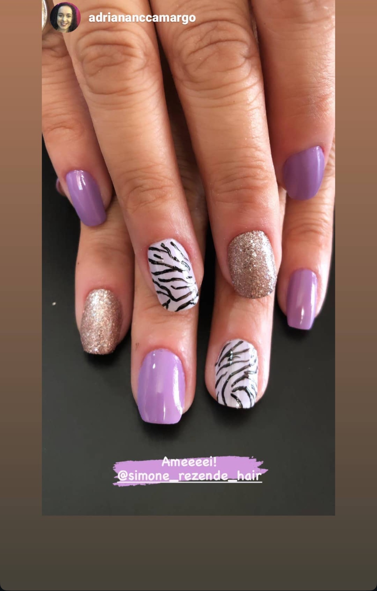 Lilás com glitter dourado e animal print